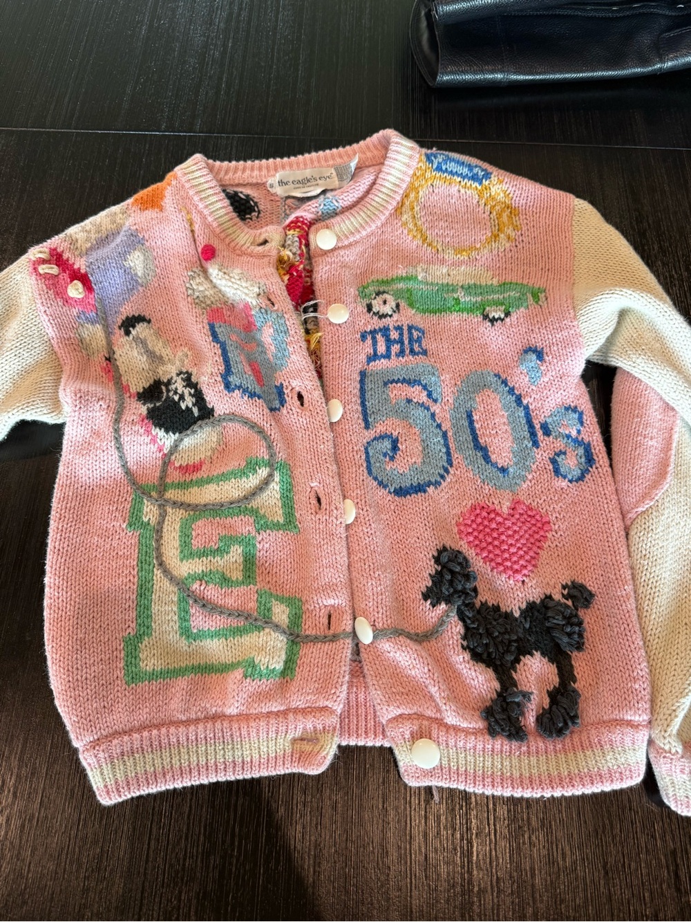 The Eagle’s eye Pink '50s Graphic Knit Cardigan